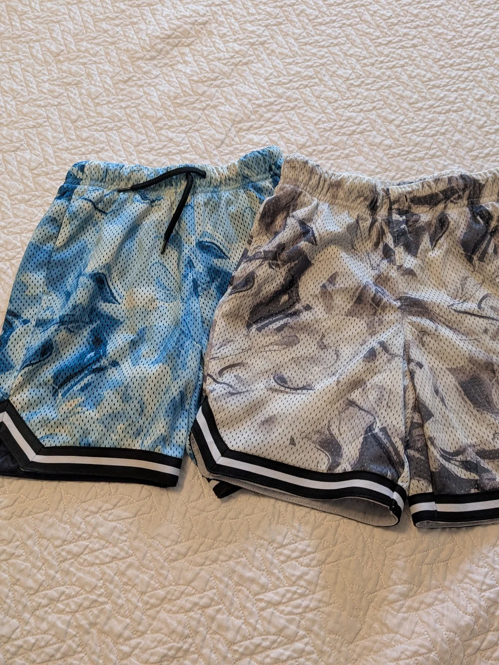 Kids Mesh Athletic Shorts - Blue and Gray